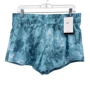 NEW Nike Training 3" Brief Lined Shorts Womens Large Blue Tie Dye IB8830-006